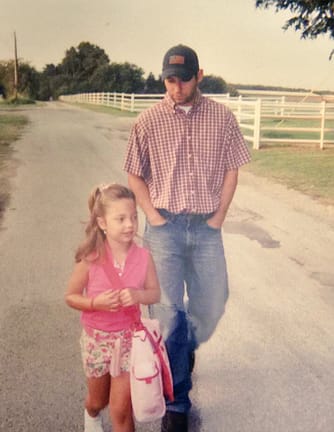 Dad and Girl Walk To School