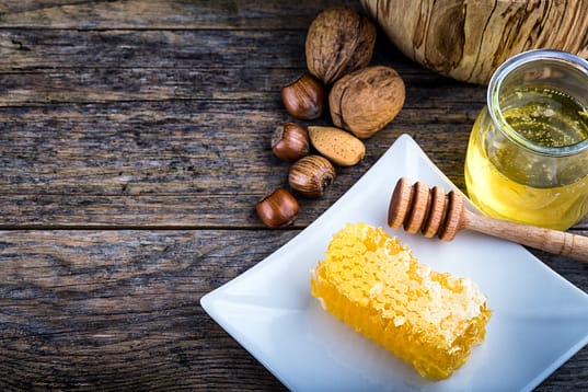 Honey Dipper And Honeycomb, Nuts Of Various Kinds