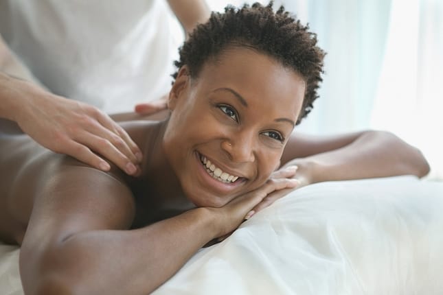 Young woman receiving massage
